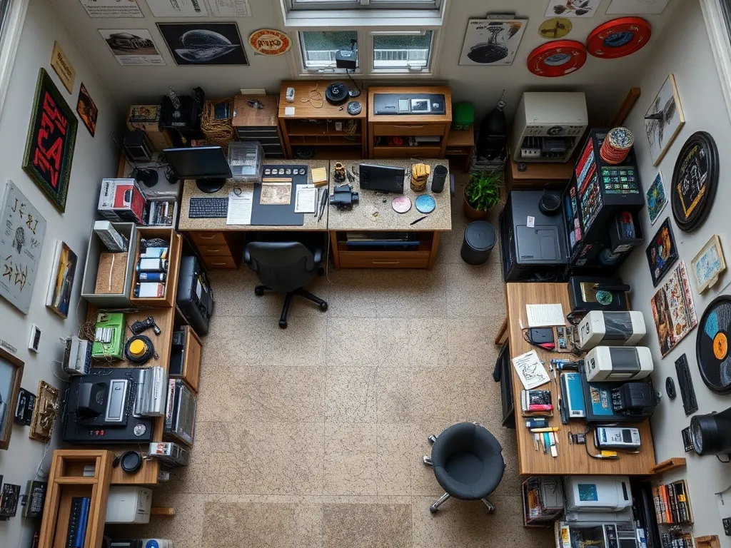 Wall grid with hooks and baskets